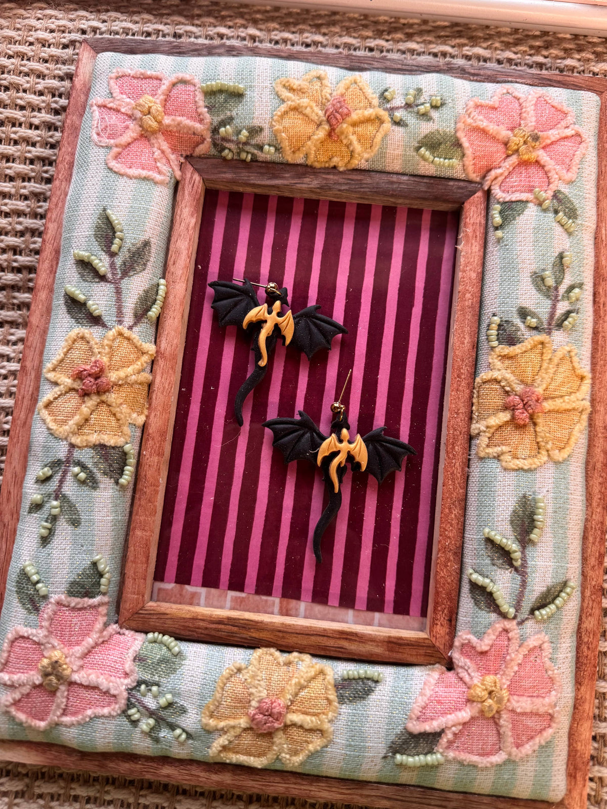 Black and Gold Dragon Polymer Clay Earrings