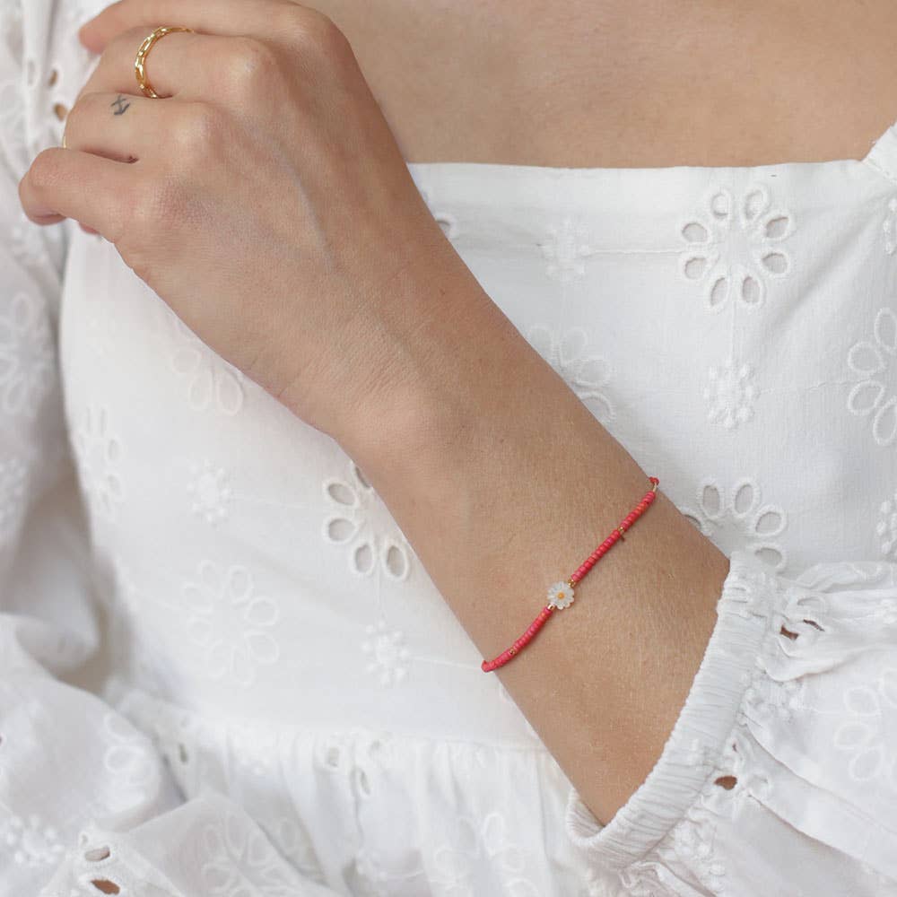 Daisy and Japanese Bead Bracelet