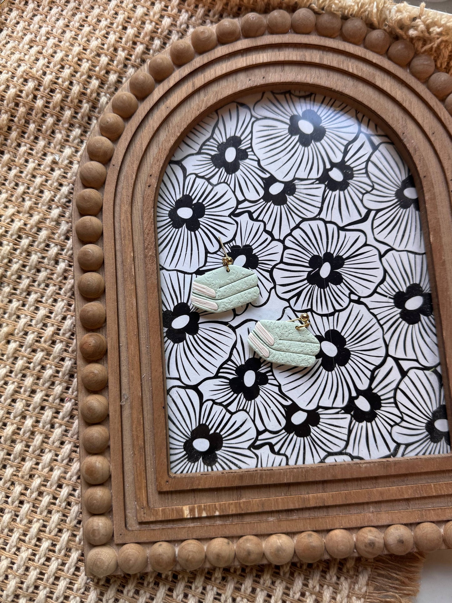 Mint Lace Books Polymer Clay Earrings