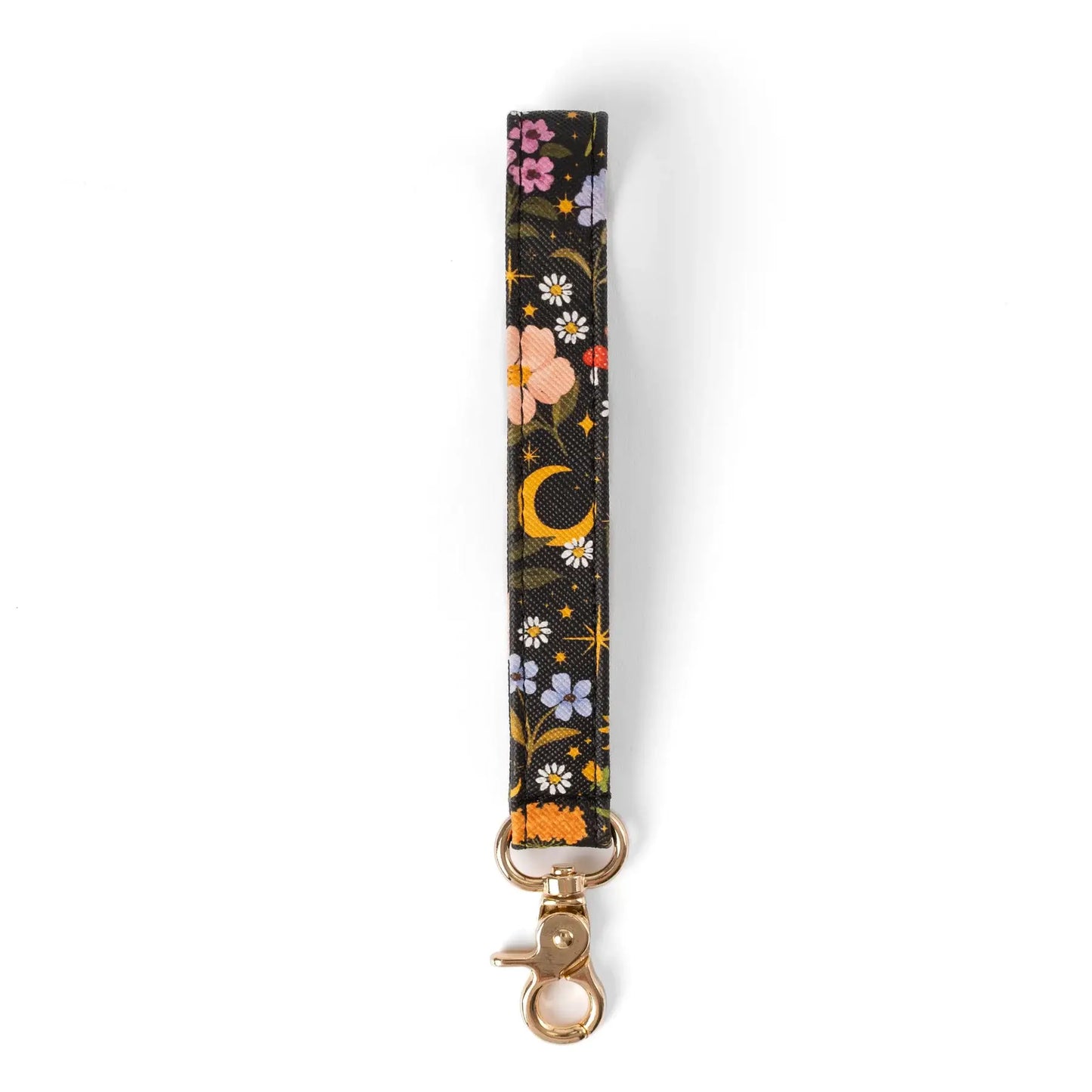 Black Floral Wristlet Keychain