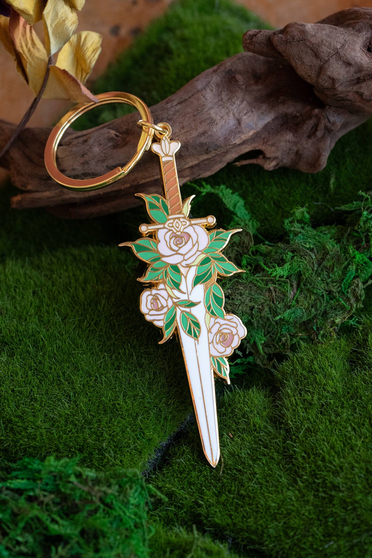 Floral Sword Enamel Keychain