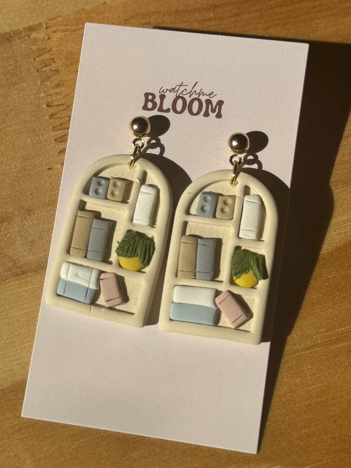 Polymer Clay Bookshelf Earrings