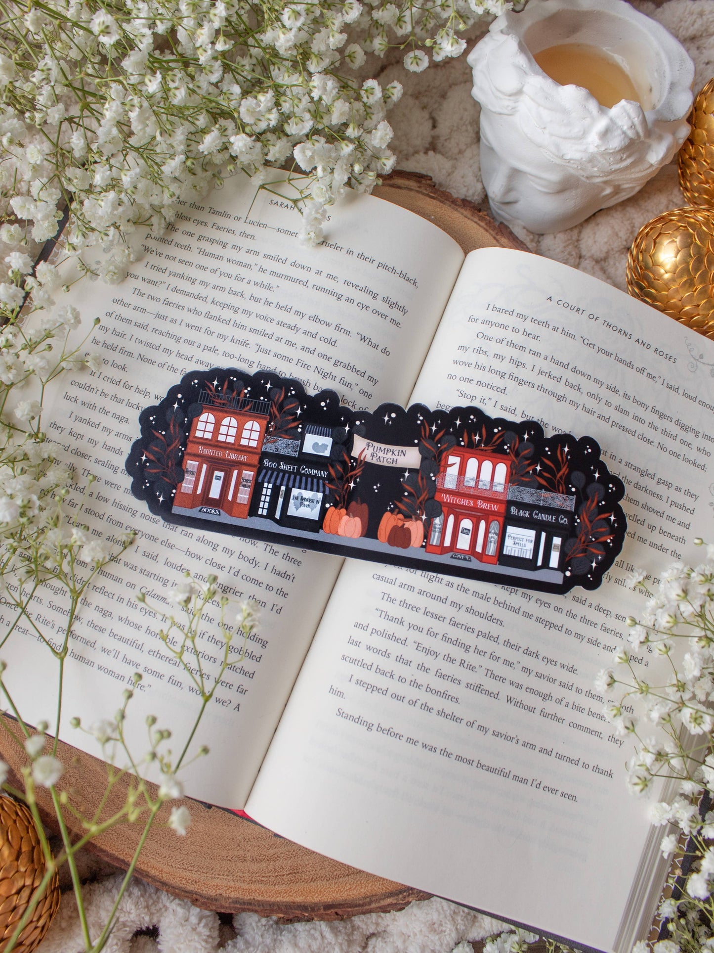 Spooky Street Halloween Village Die-Cut Bookmark