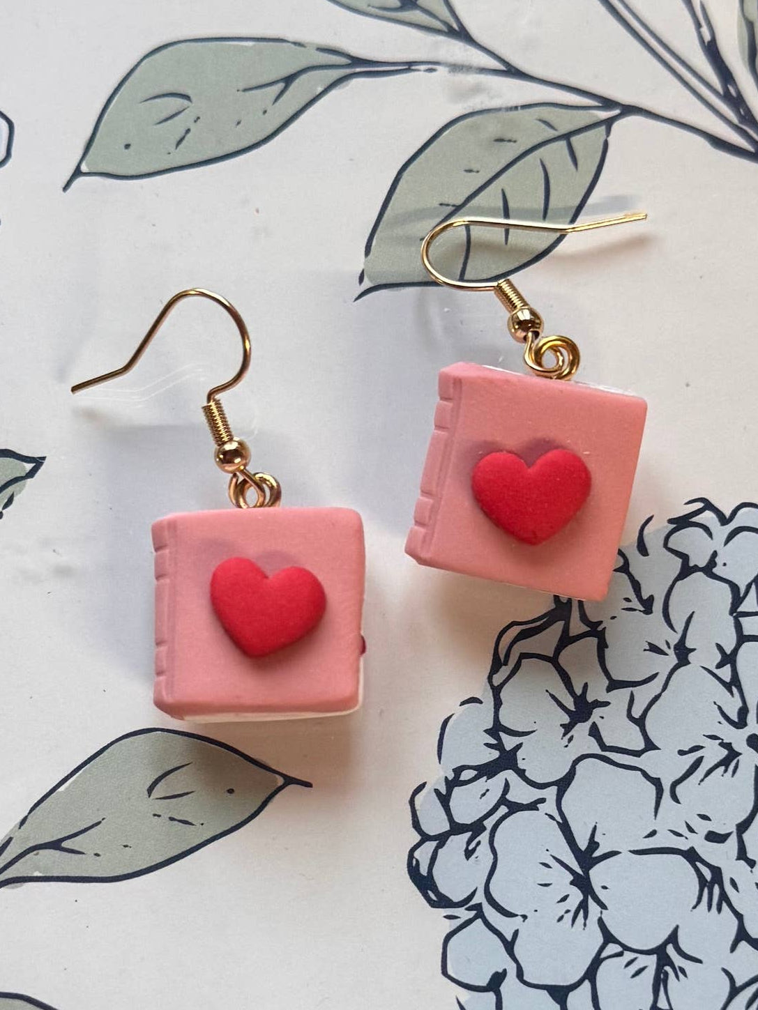 Mini Heart Books Polymer Clay Earrings