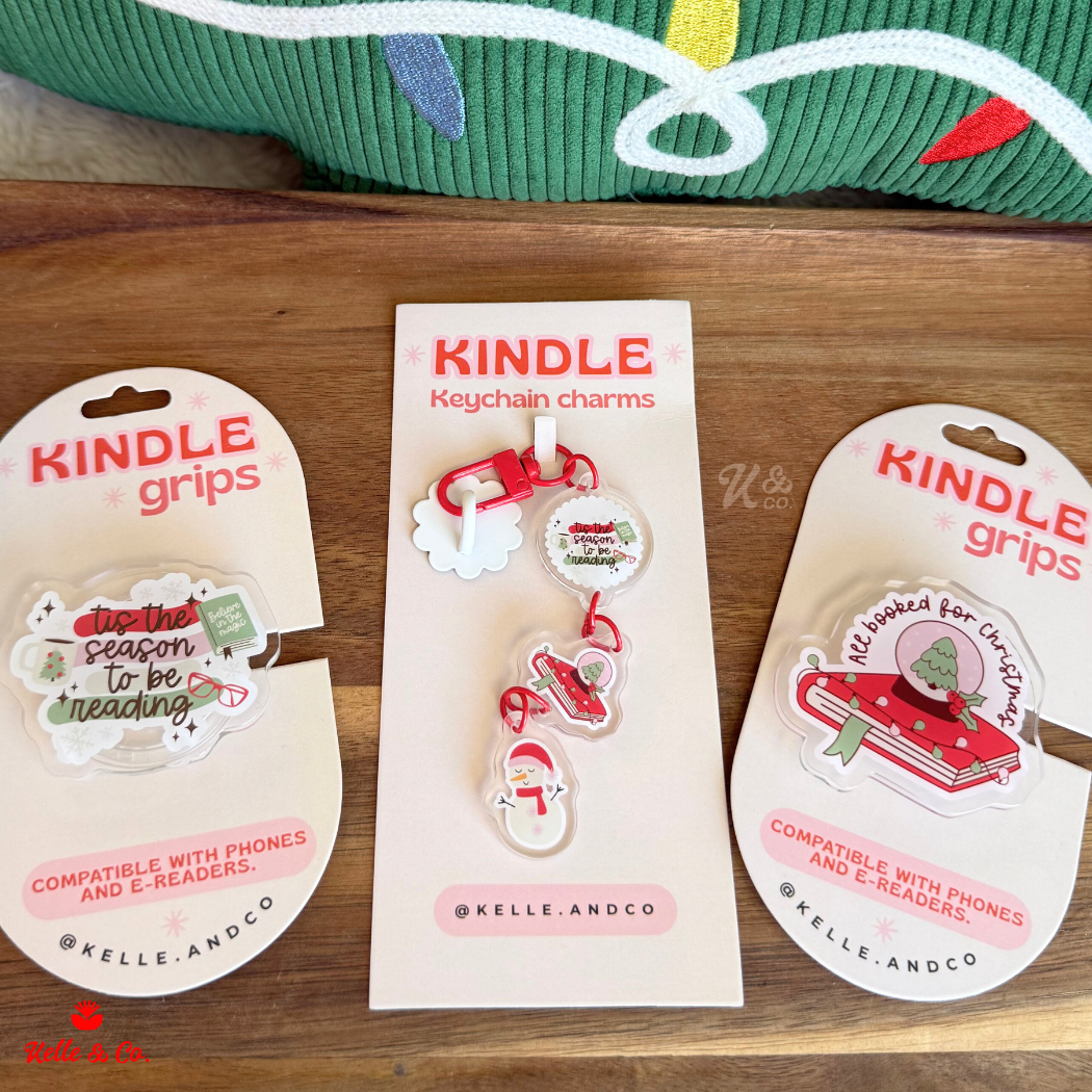 Christmas kindle grip, christmas book, kindle case: Red Bow / MagSafe
