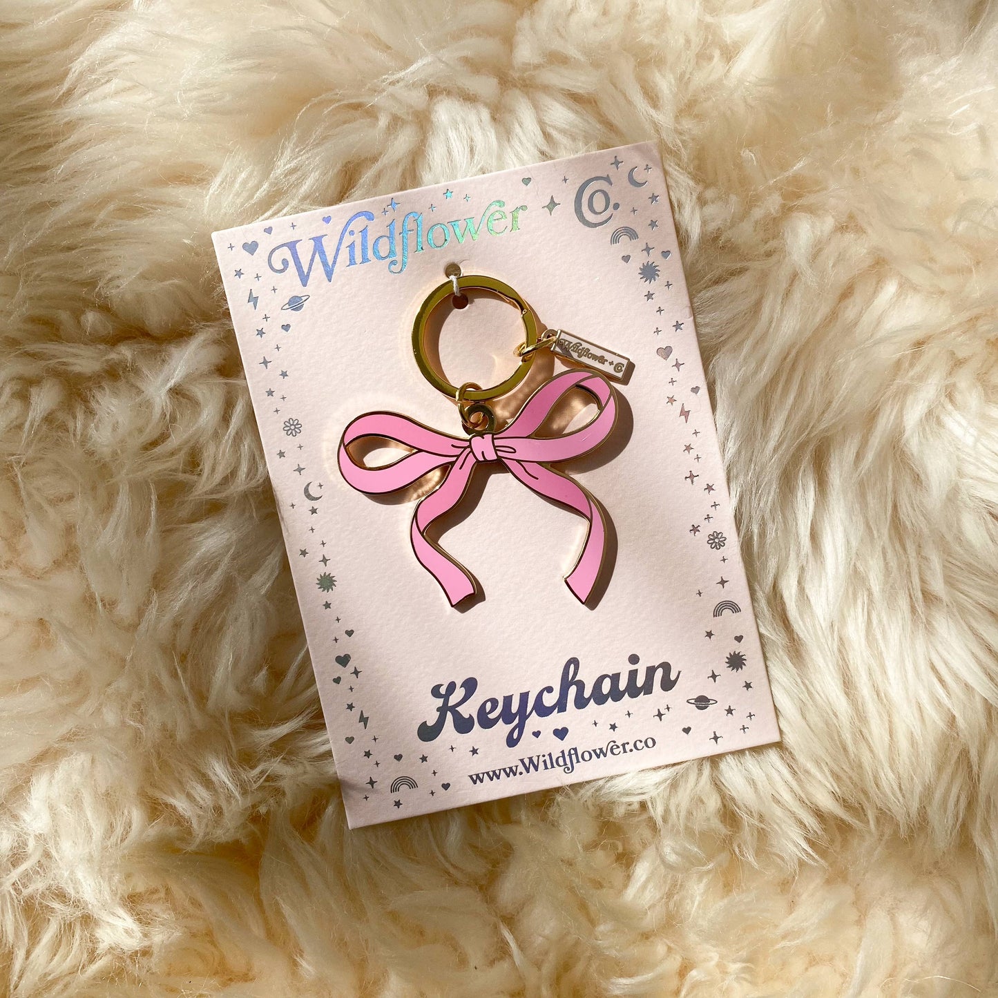 Pink Bow Enamel Keychain