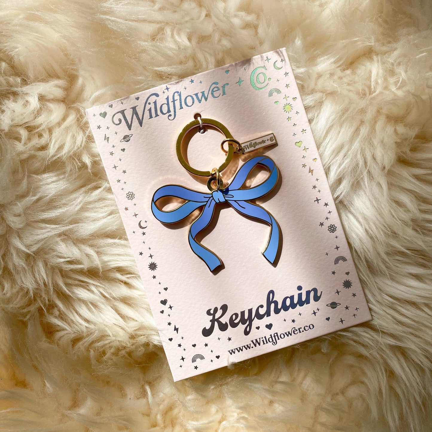 Sky Blue Bow Enamel Keychain
