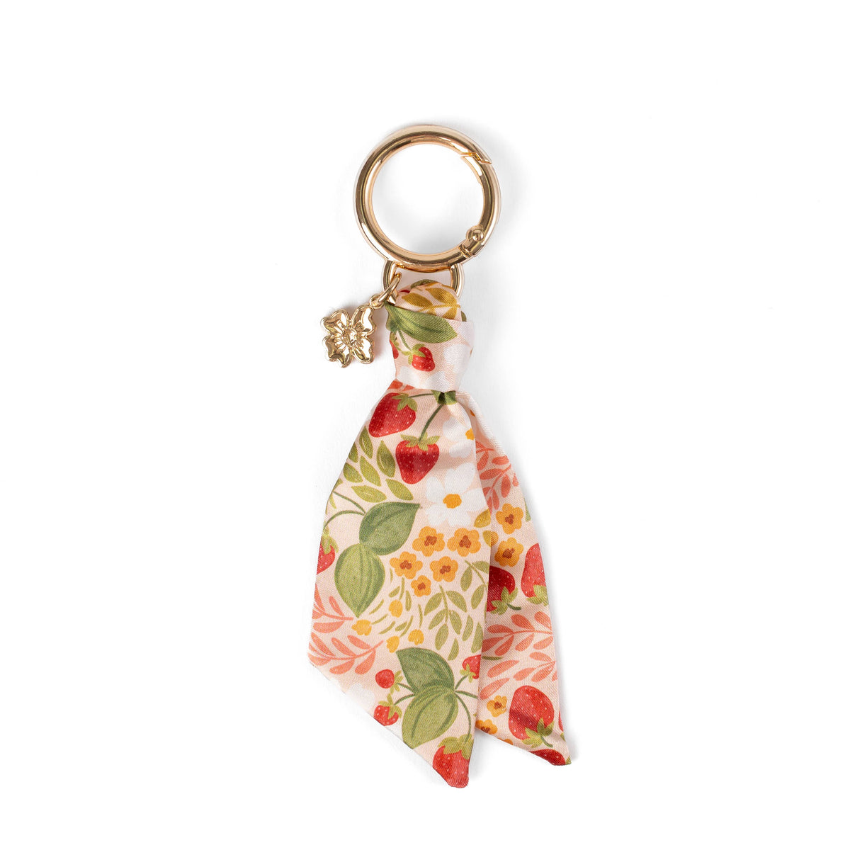 Floral Satin Keychain: Strawberry Patch