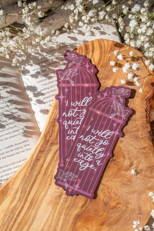 Shield of Sparrows Cage Quote Die-Cut Bookmark