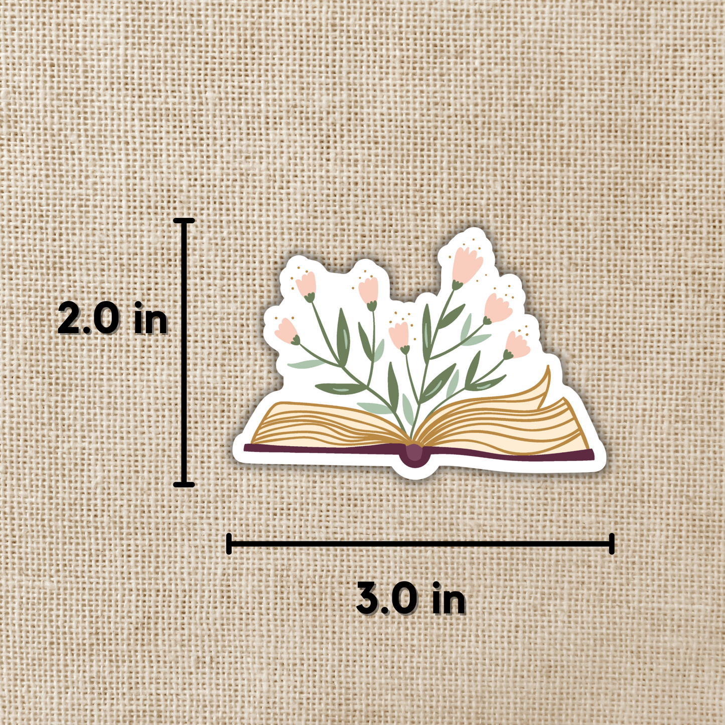 Floral Open Book Sticker