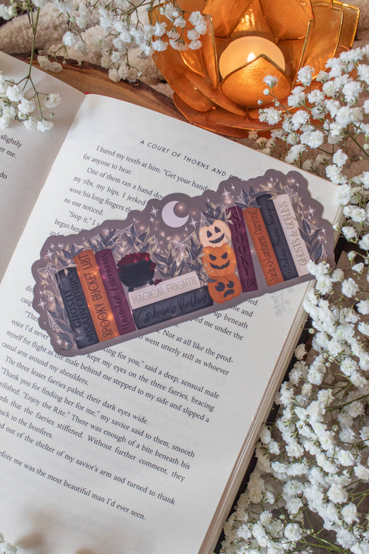 Spooky Cute Halloween Bookshelf Die-Cut Bookmark