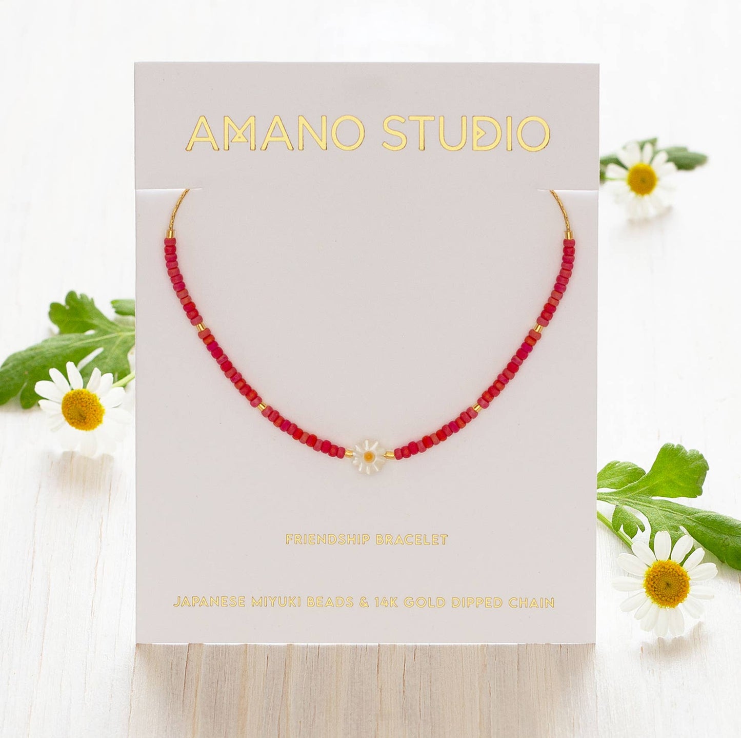 Daisy and Japanese Bead Bracelet