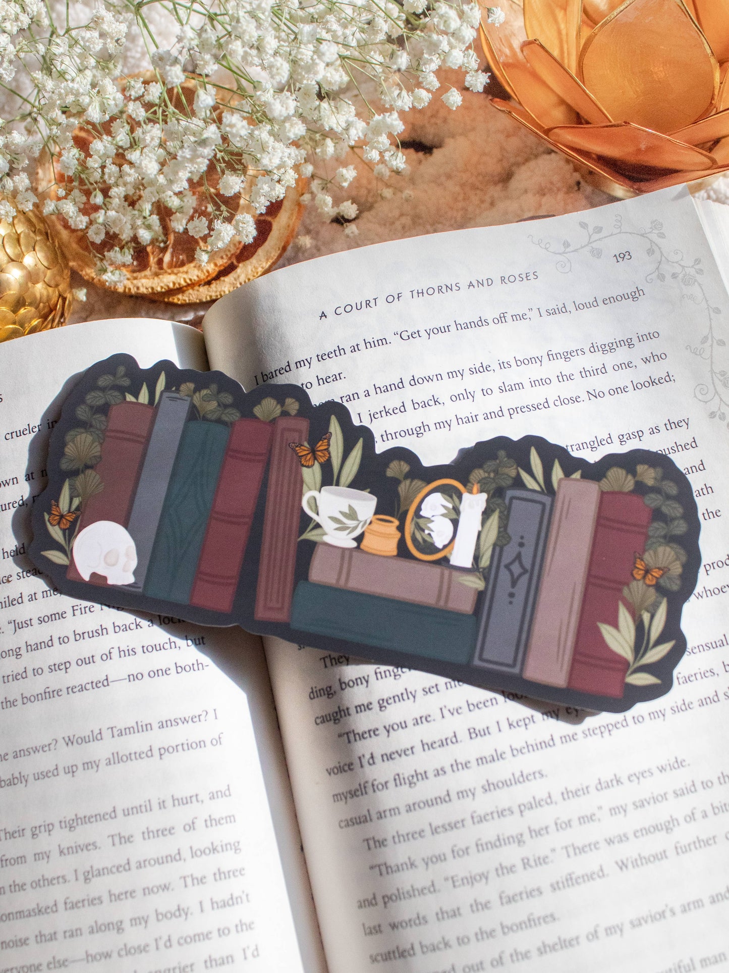 Dark Academia Bookshelf Die-Cut Bookmark