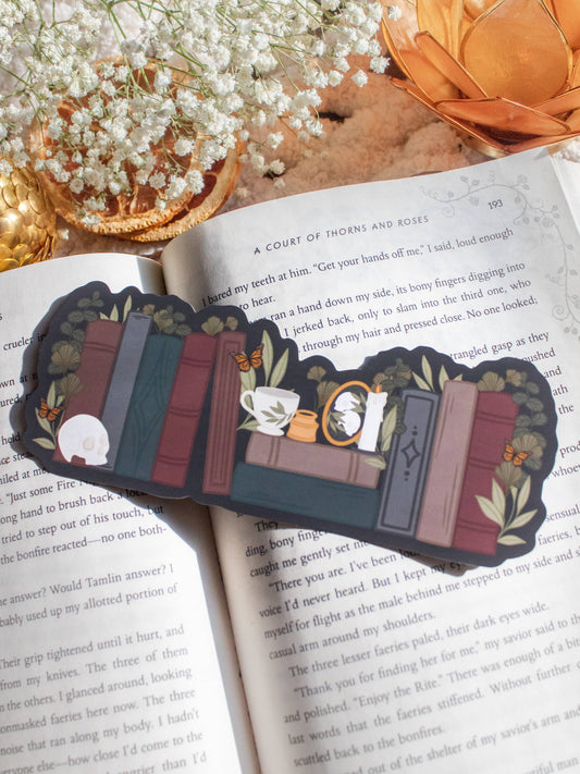 Dark Academia Bookshelf Die-Cut Bookmark