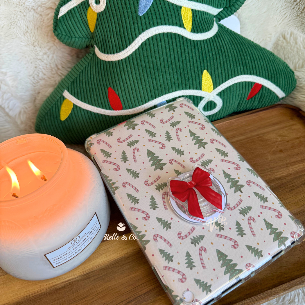 Christmas kindle grip, christmas book, kindle case: Red Bow / MagSafe
