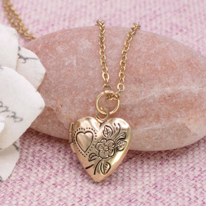 A Little Love Tiny Gold Heart Locket Necklace