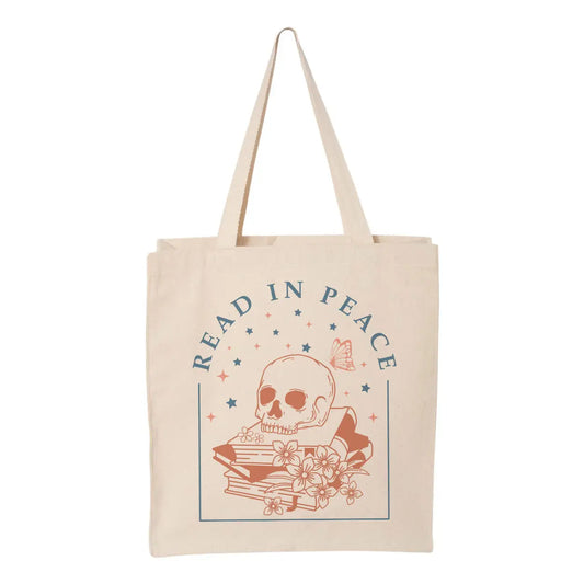 Skeleton Read In Peace Tote Bag