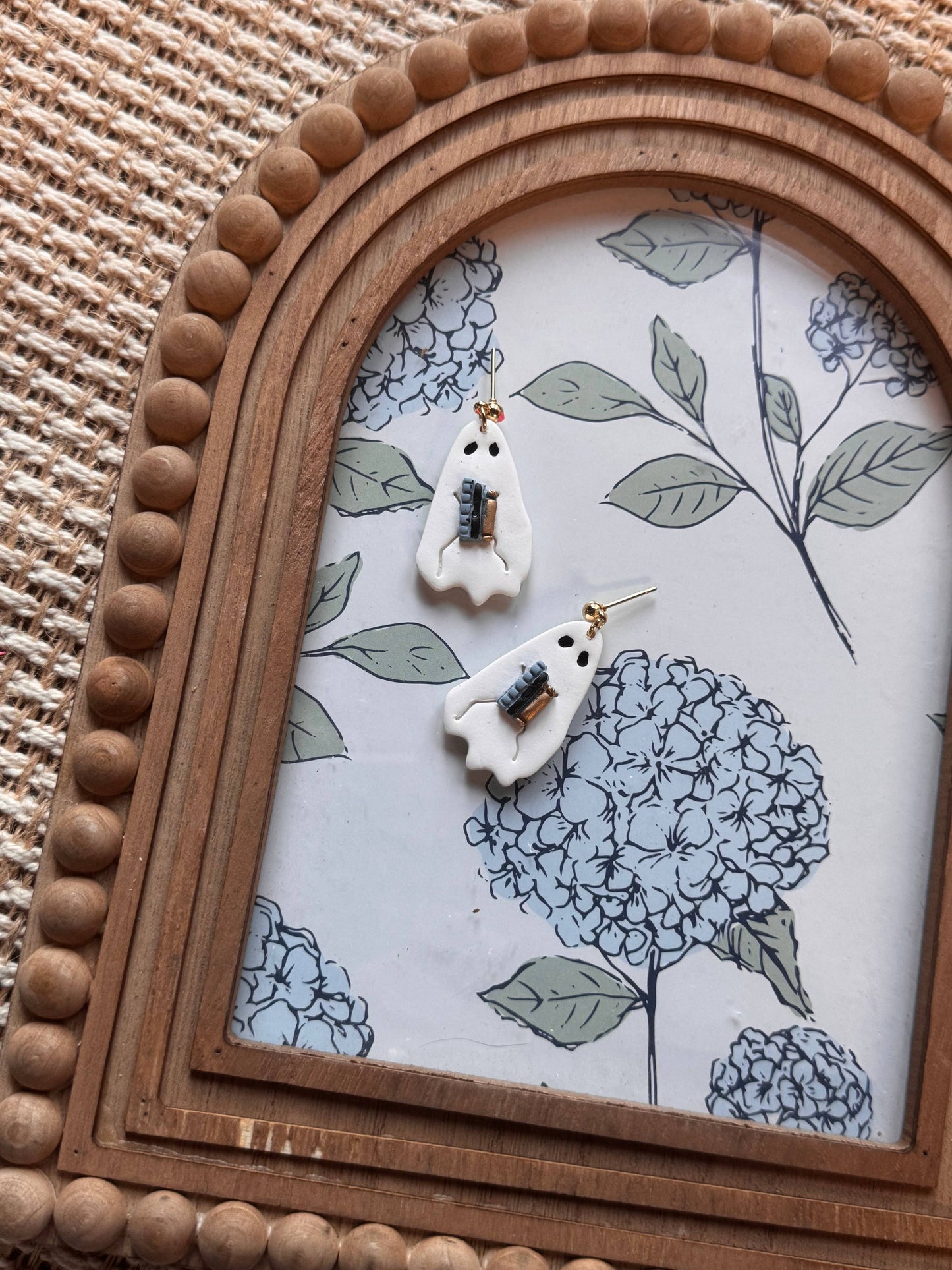 Ghost's Holding Books Polymer Clay Earrings | Halloween