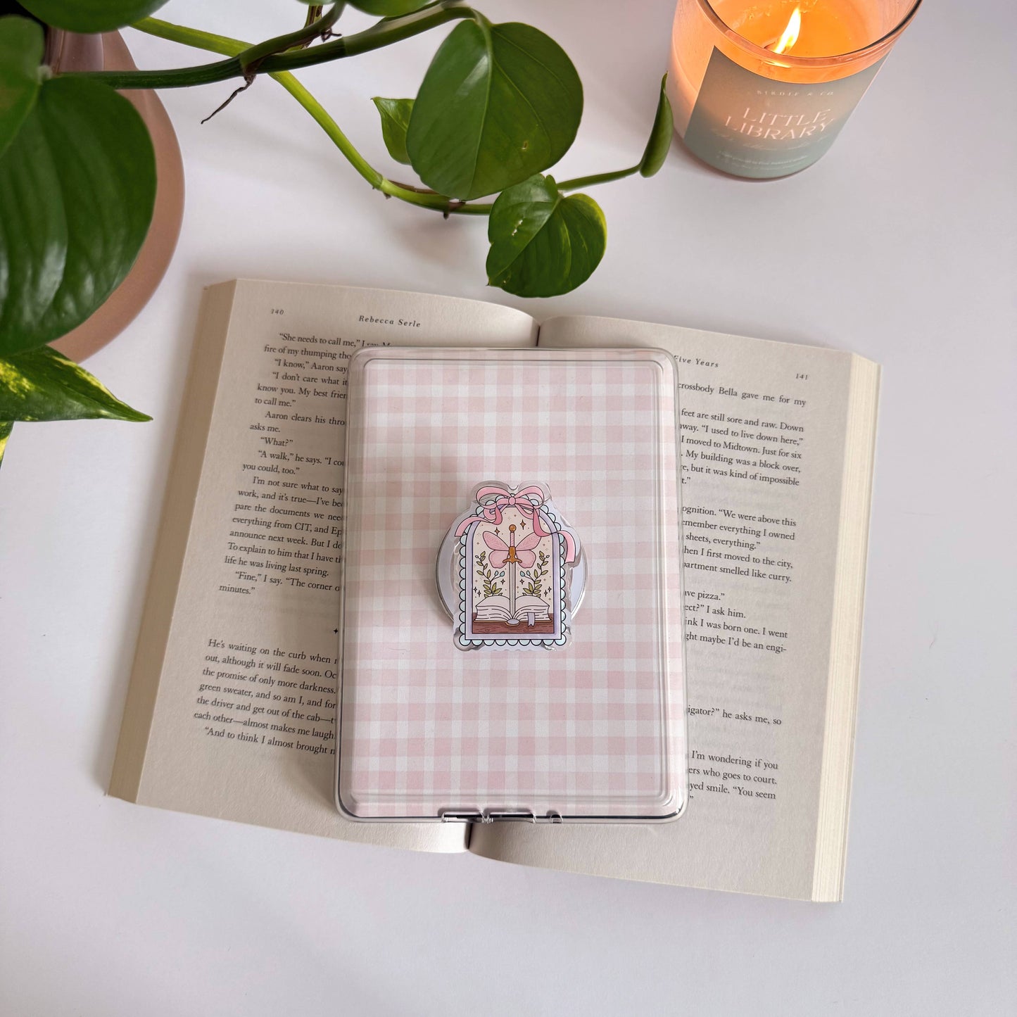 Fantasy Book Frame Kindle Grip, Mag-Safe E-Reader Holder