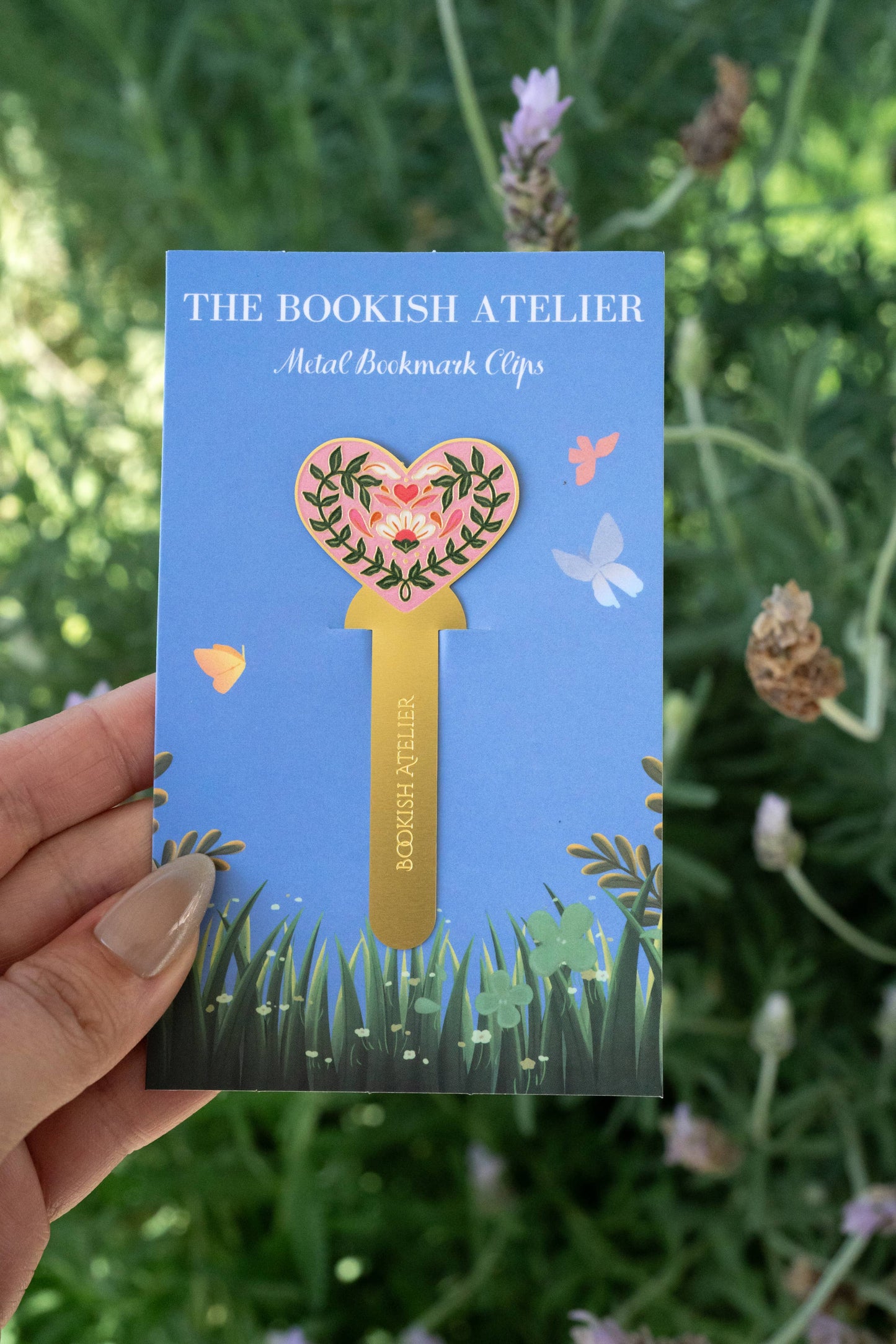 Pink Wildflower Heart Metal Bookmark Clip | Bookish Reader