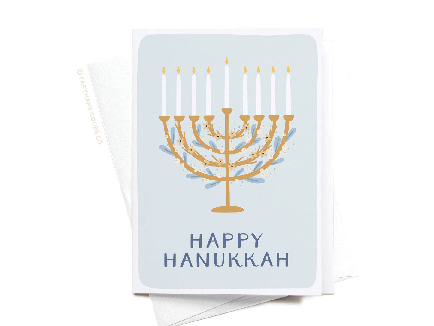 Happy Hanukkah Floral Menorah Folded Greeting Note Set