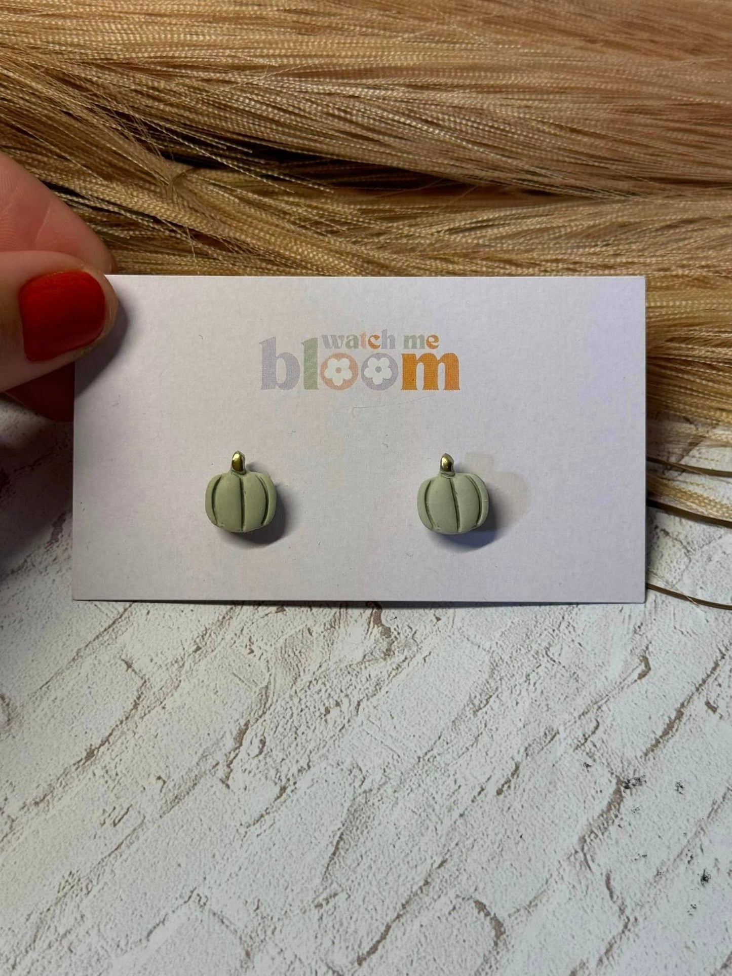Pumpkin Studs | Polymer Clay Earrings: Orange