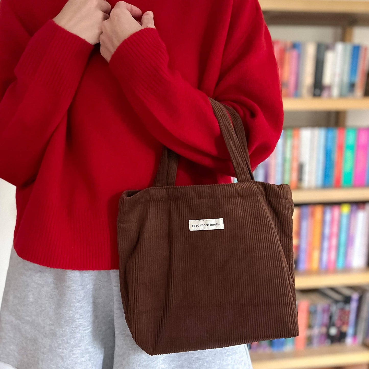 Mini Corduroy Tote: Chocolate