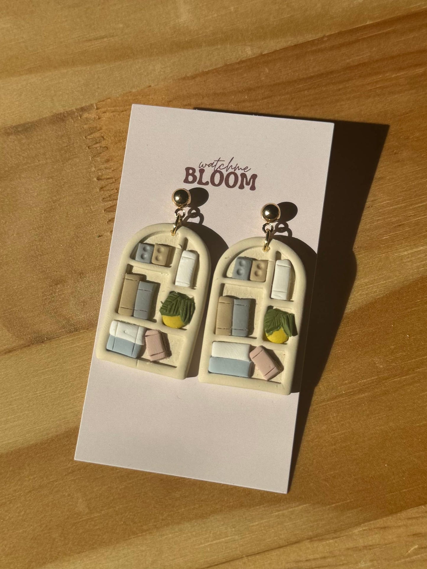 Polymer Clay Bookshelf Earrings