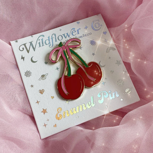 Cherry Bow Enamel Pin