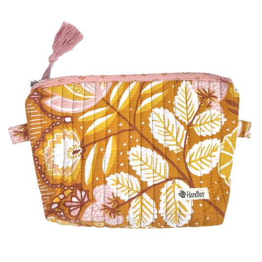 Yellow Quilted Zipper Pouch
