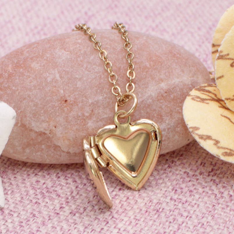 A Little Love Tiny Gold Heart Locket Necklace