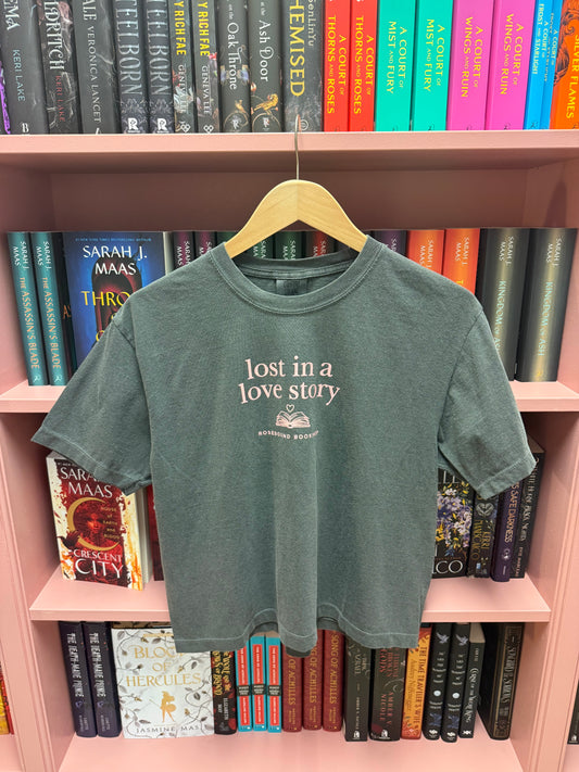 Lost in a Love Story Rosebound Cropped T-Shirt: Dark Gray