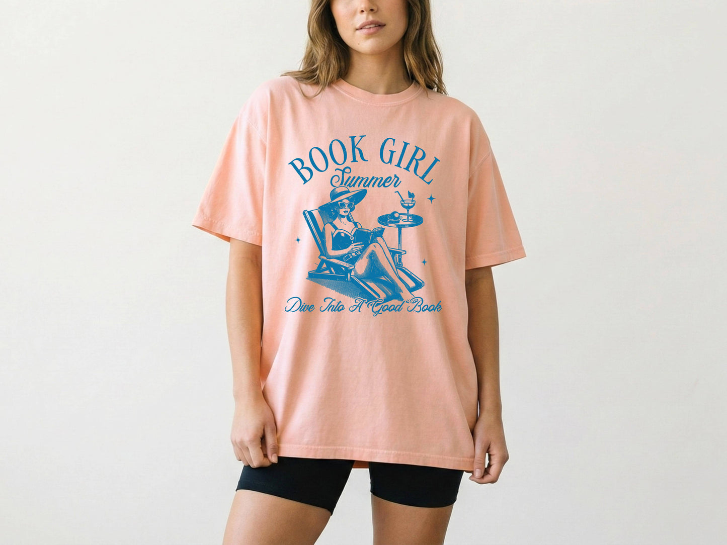 Book Girl Summer | Comfort Colors Graphic Tee: Beige / X-Large