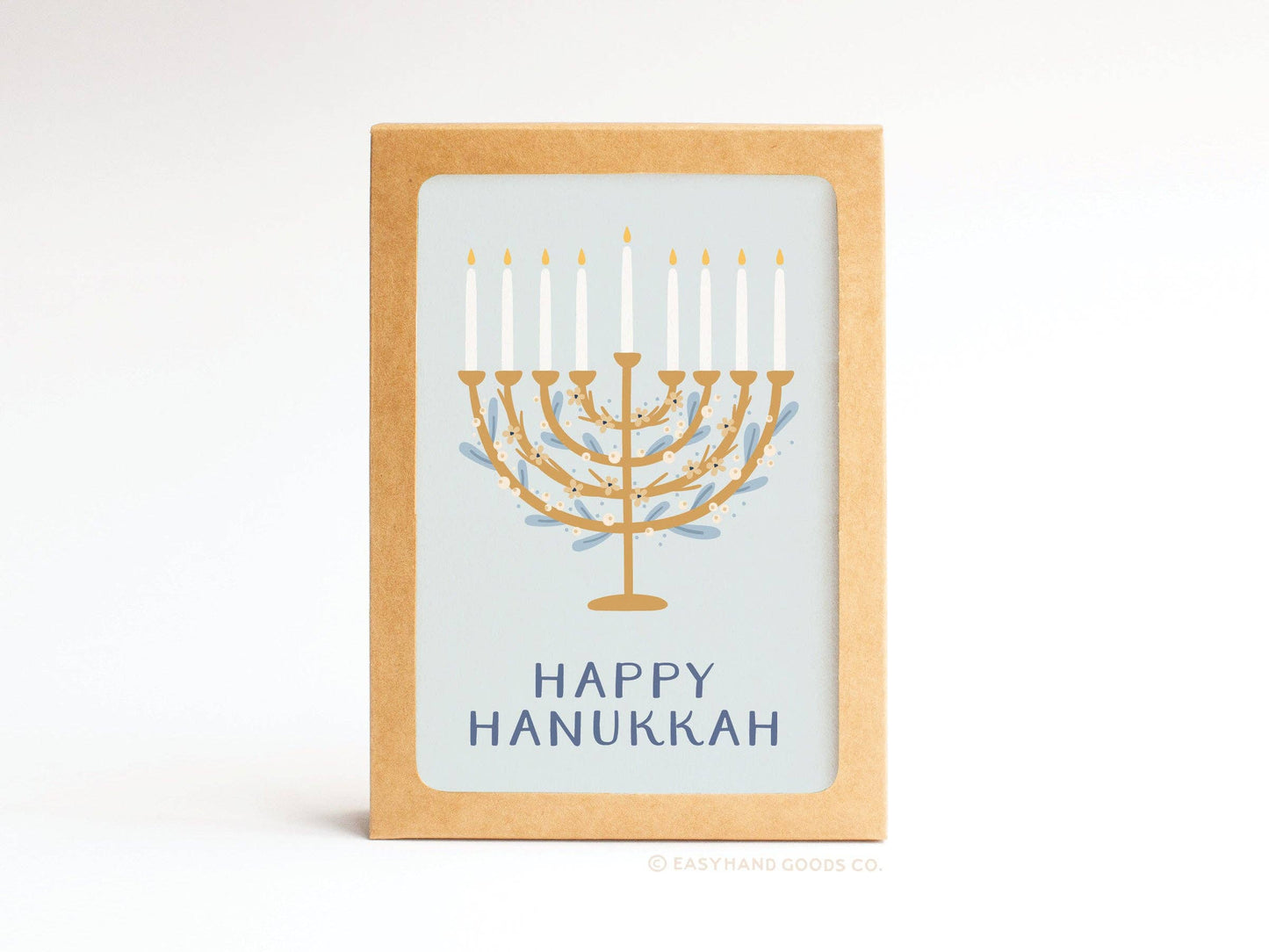 Happy Hanukkah Floral Menorah Folded Greeting Note Set