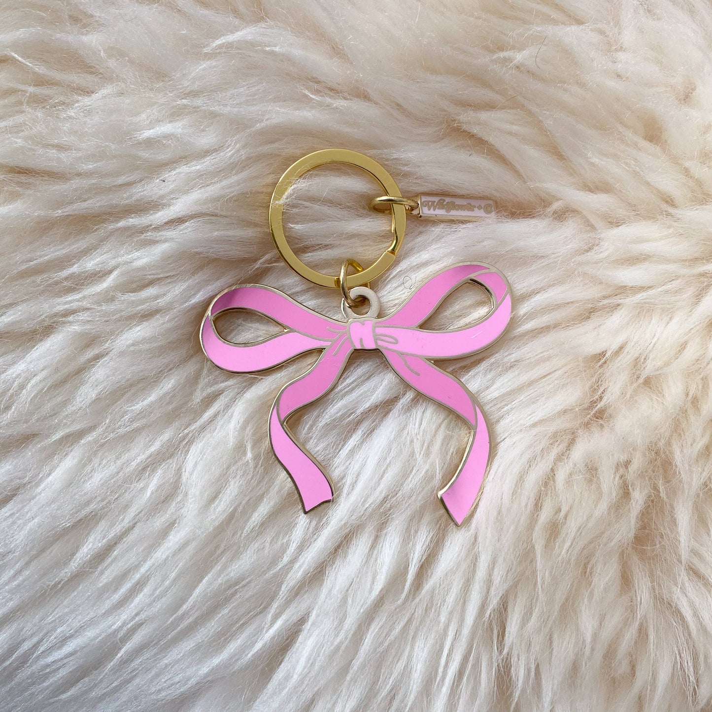 Pink Bow Enamel Keychain