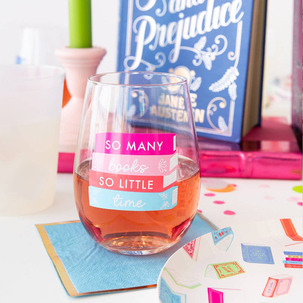 Book Club "So Many Books So Little Time" Wine Glass