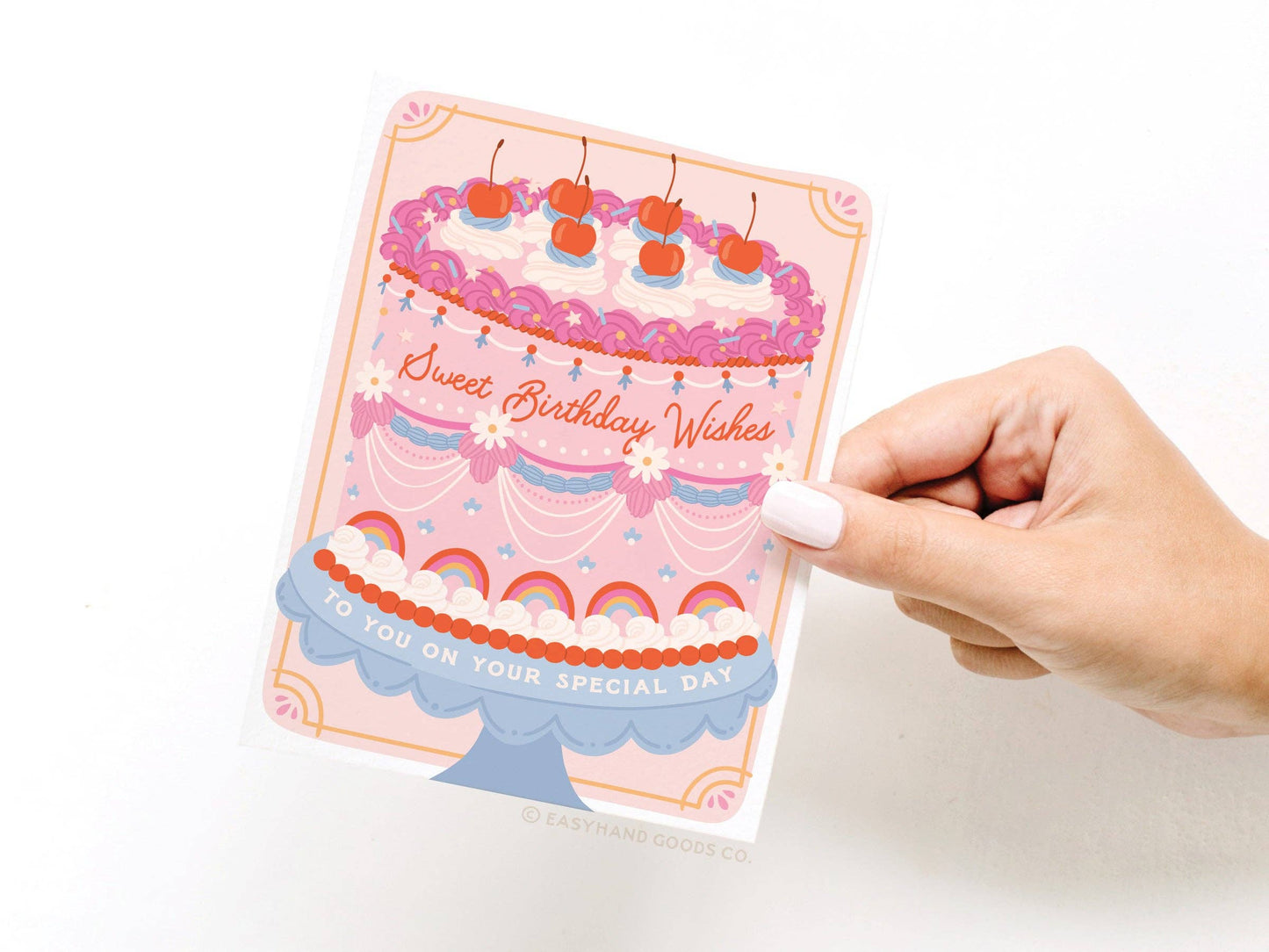 Sweet Birthday Wishes Retro Cake Greeting Card