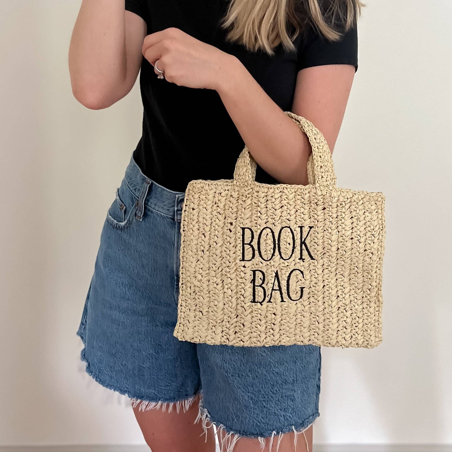 Straw Mini Book Bag: Natural