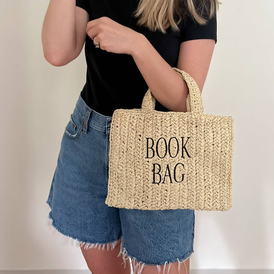 Straw Mini Book Bag: Natural
