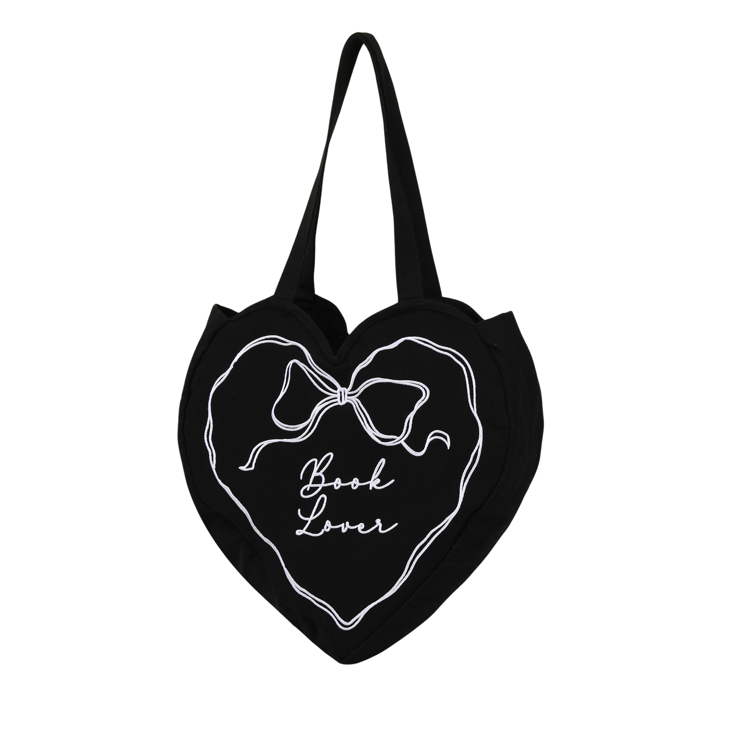Book Lover Heart Embroidered Tote Bag, Reader Bag, Bookish: Pink