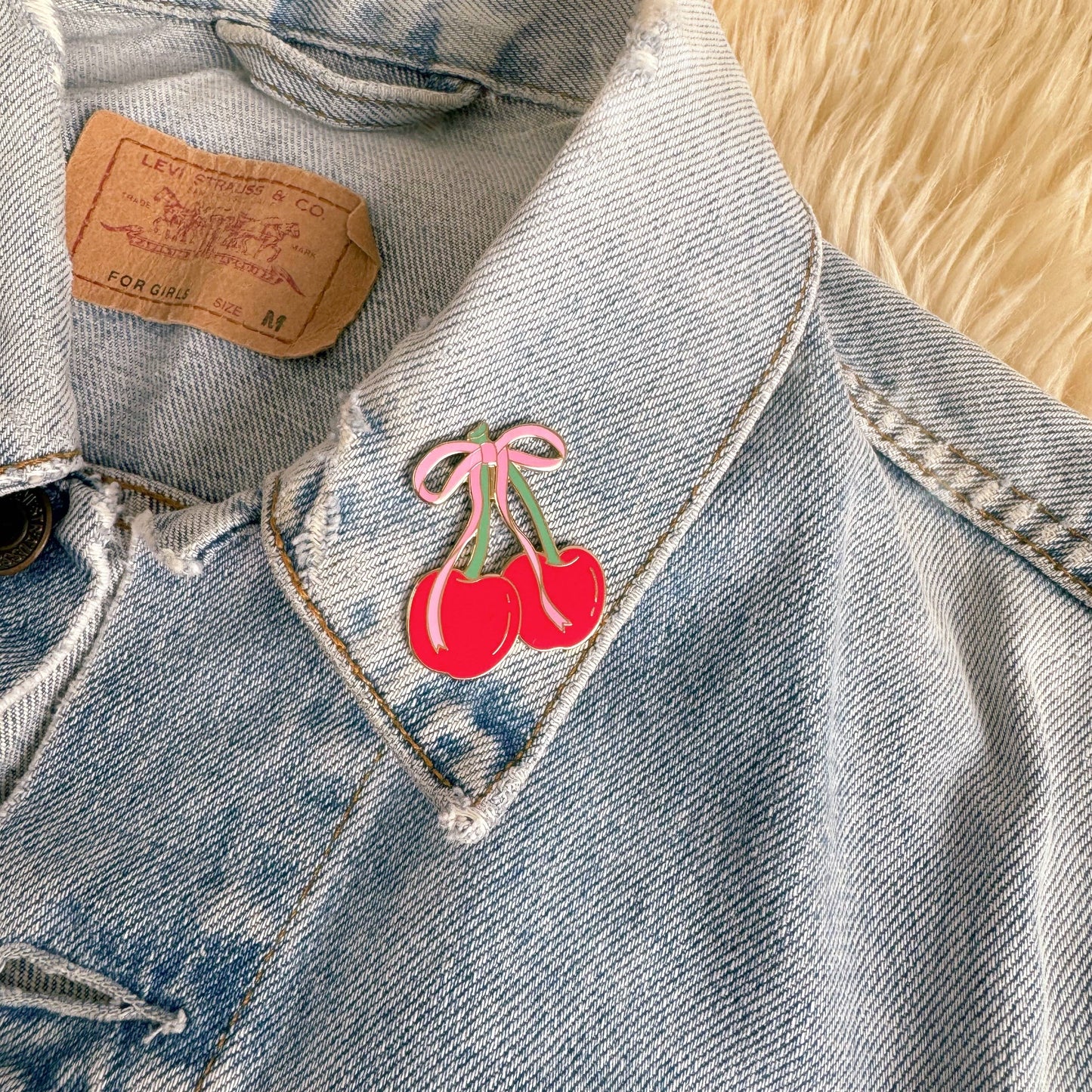 Cherry Bow Enamel Pin