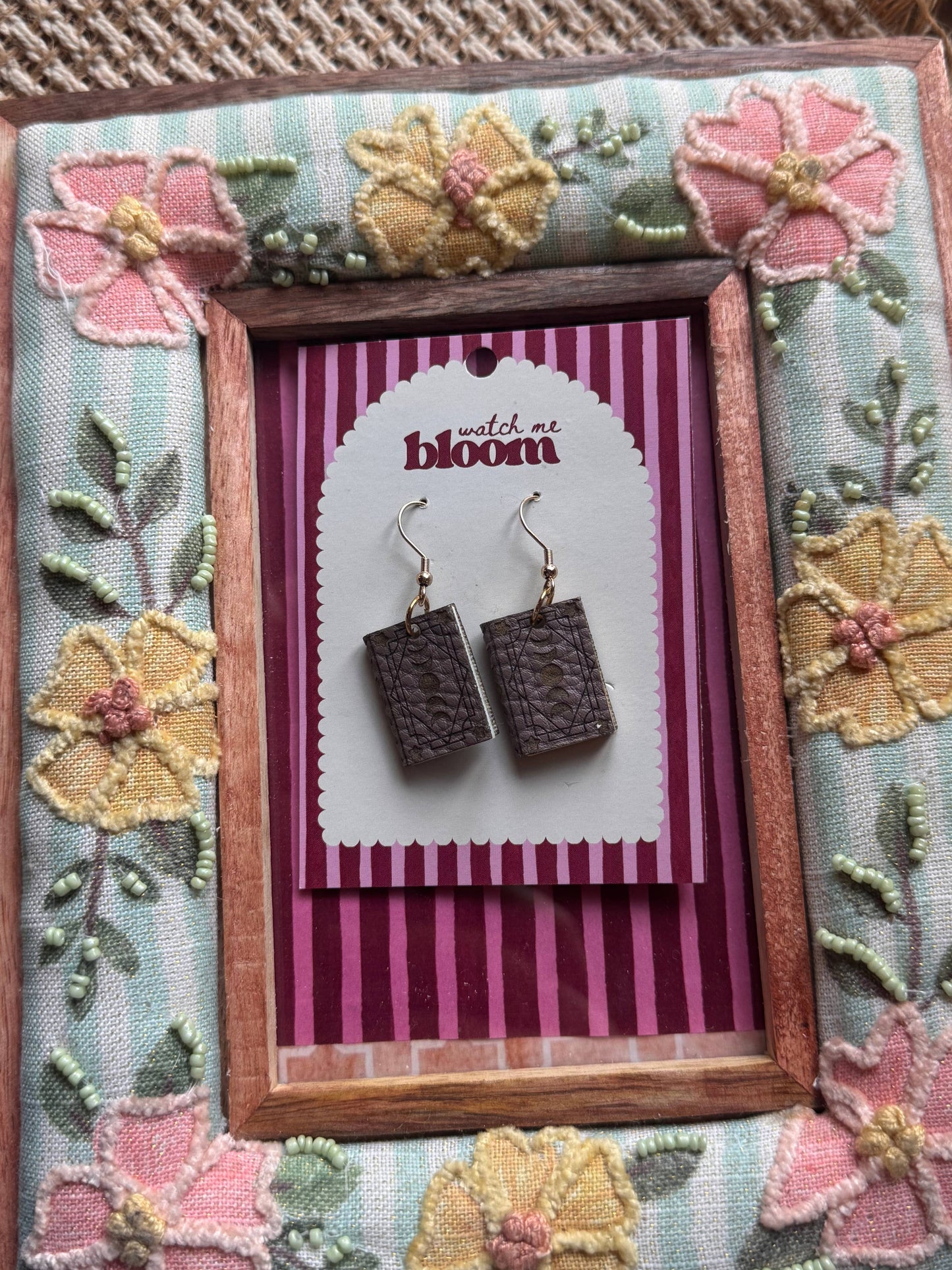 Leather Book Earrings