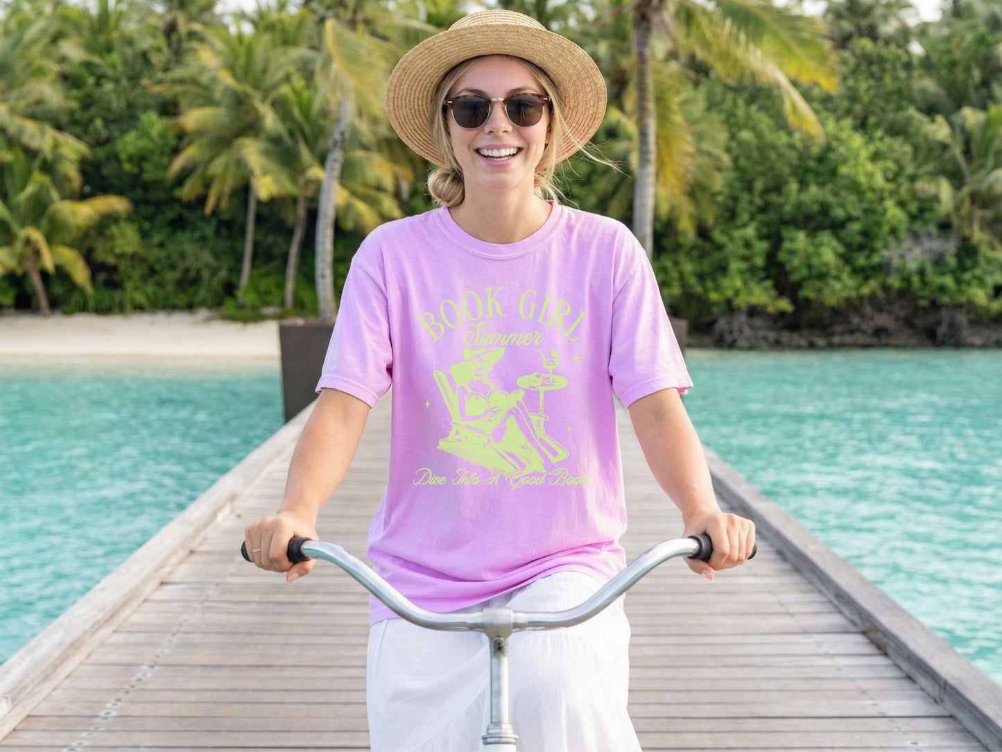 Book Girl Summer | Comfort Colors Graphic Tee: Beige / X-Large