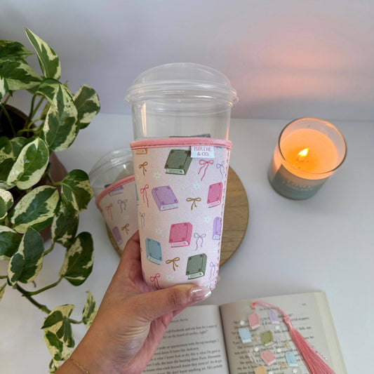 Pastel Book Lover Iced Coffee Sleeve (Medium Size)