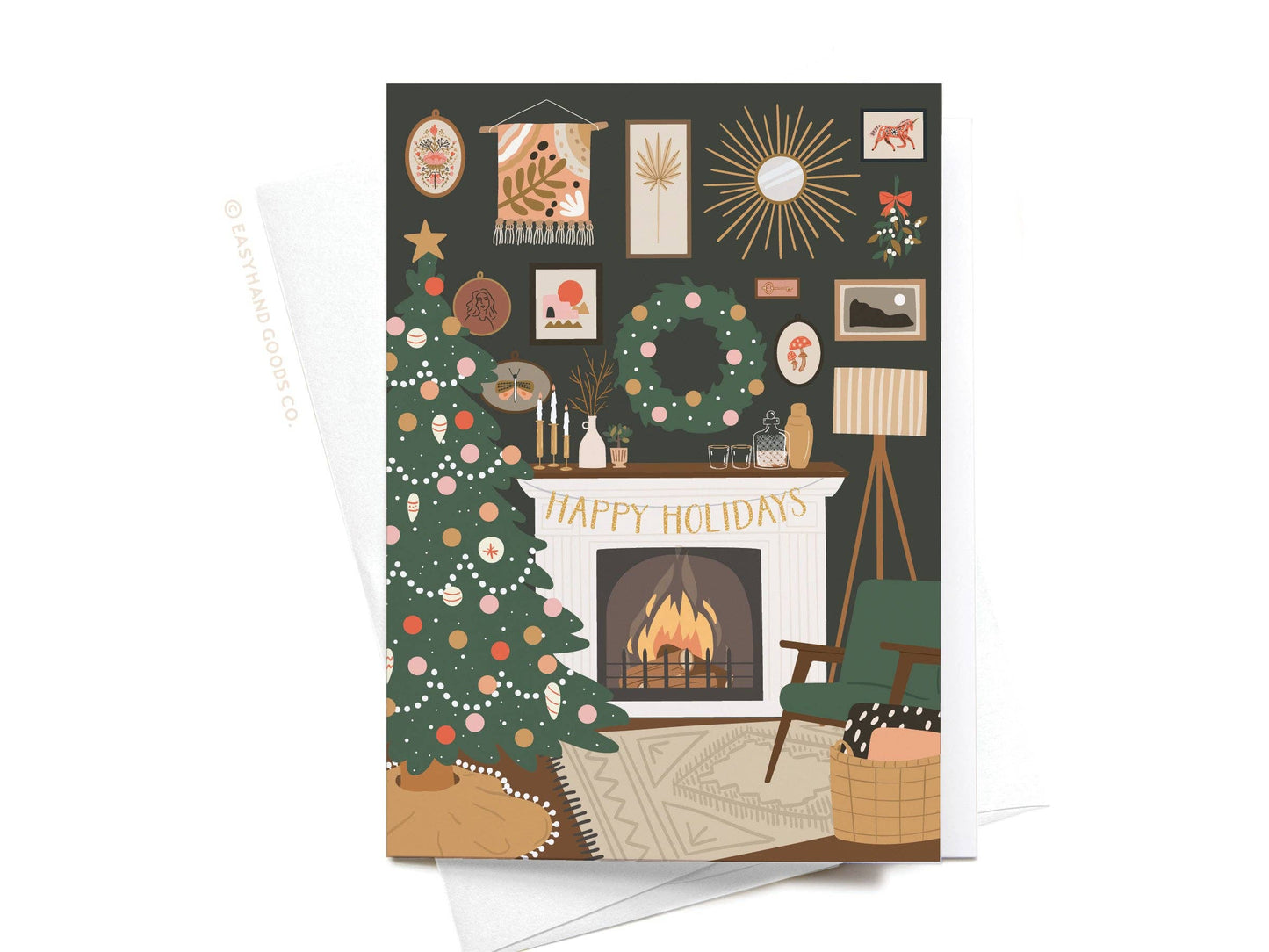 Happy Holidays Cozy Fire Folded Greeting Note Set