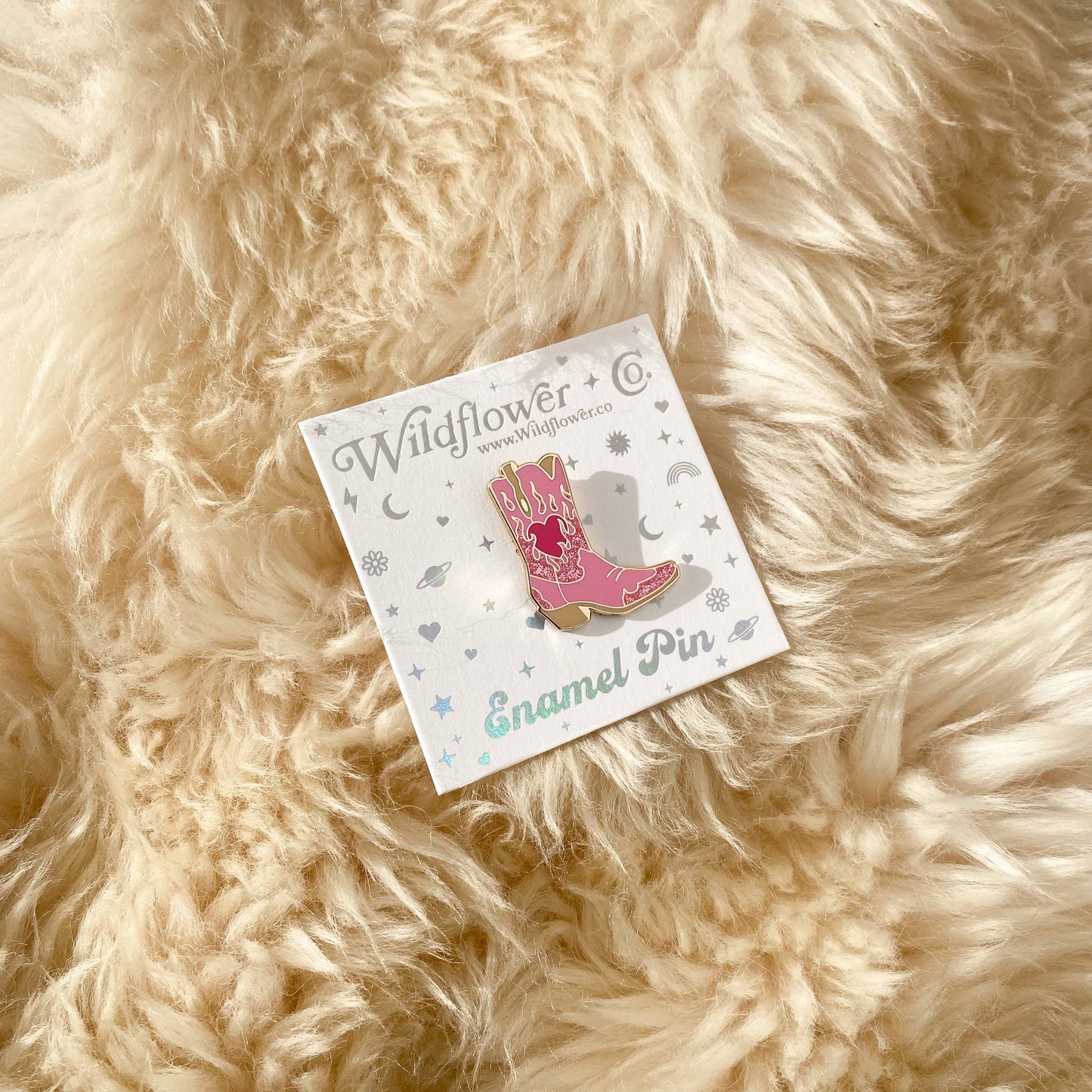 Pink Flaming Cowgirl Boot Pin