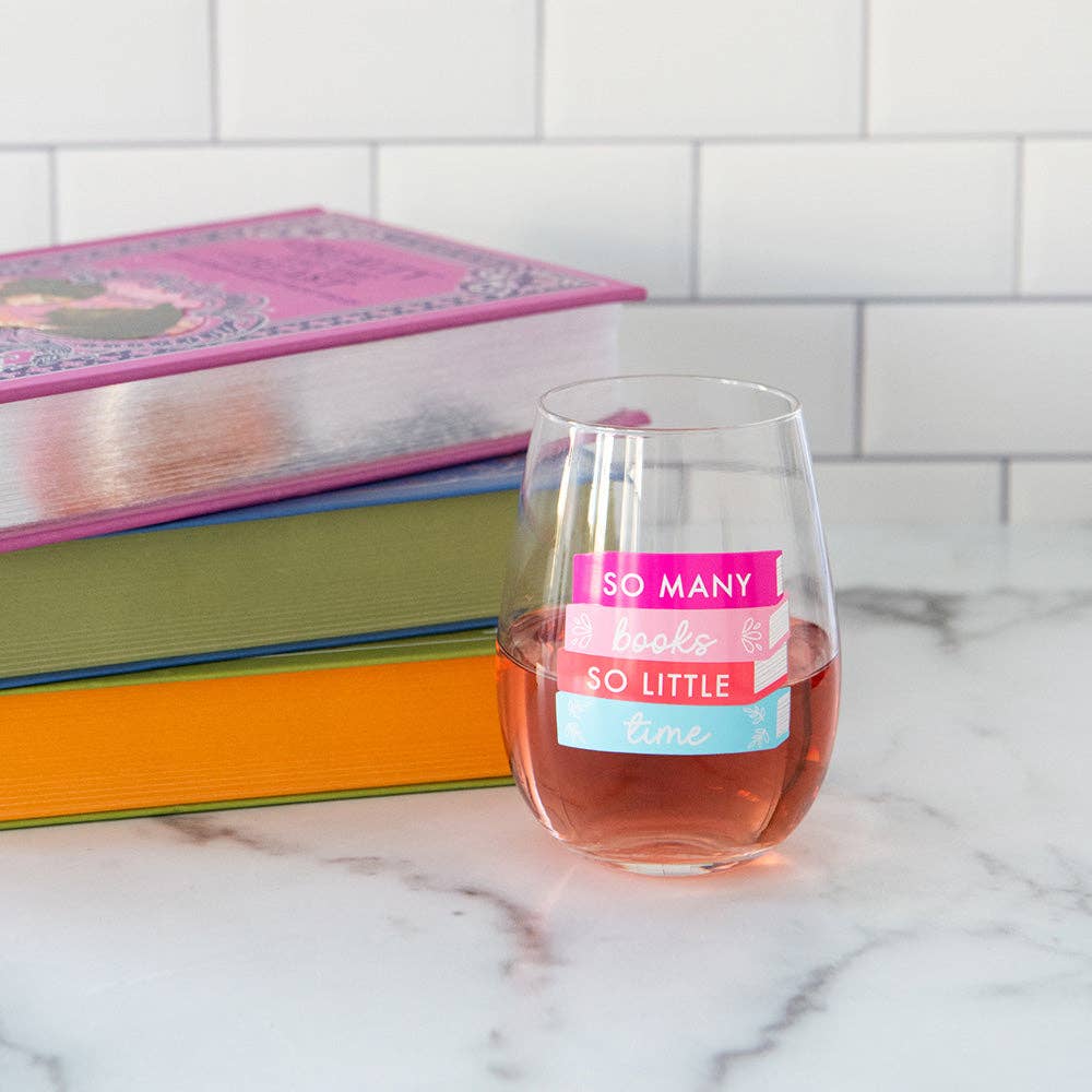 Book Club "So Many Books So Little Time" Wine Glass