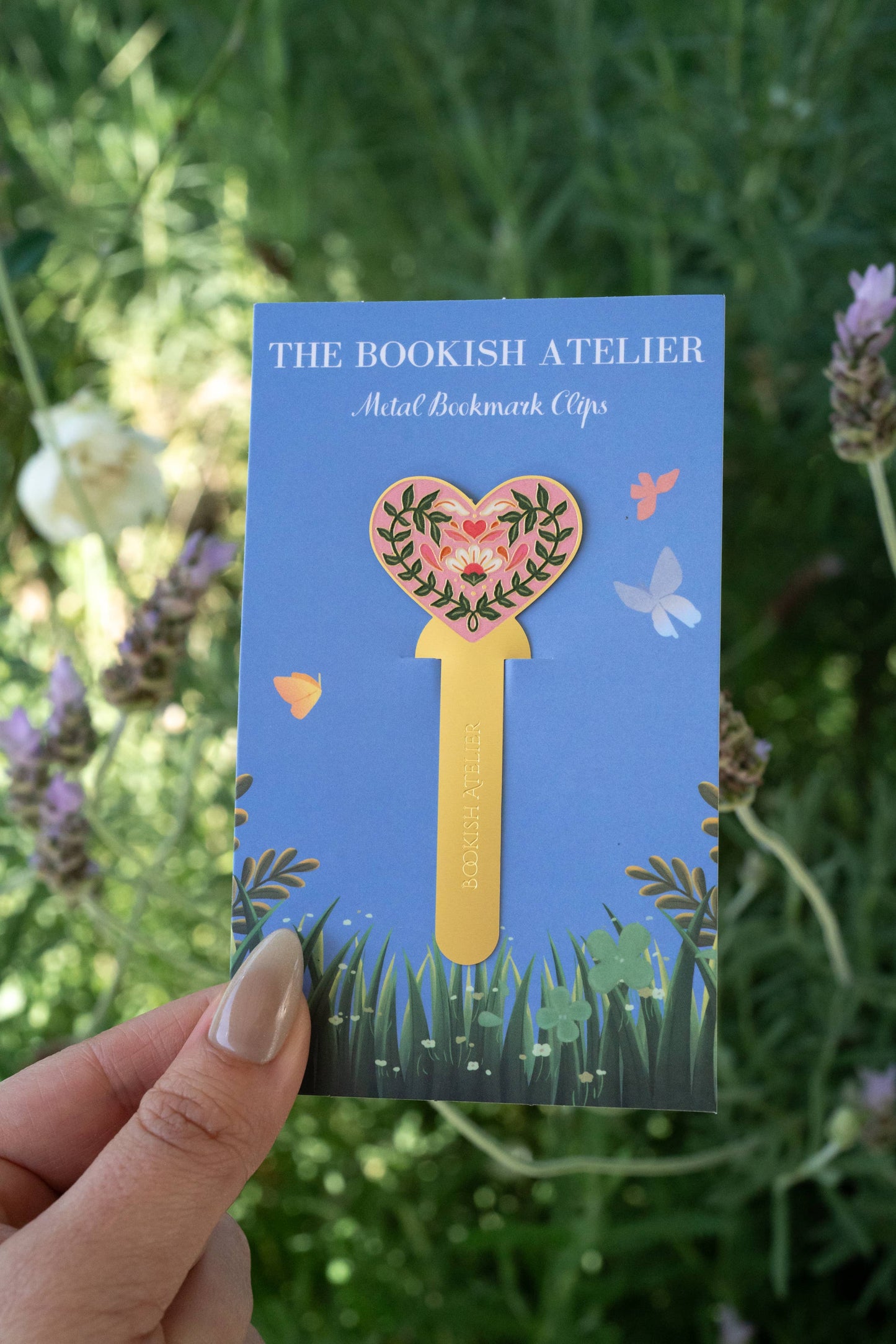 Pink Wildflower Heart Metal Bookmark Clip | Bookish Reader