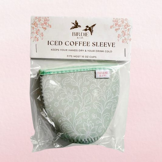 Dainty Green Floral Iced Coffee Sleeve